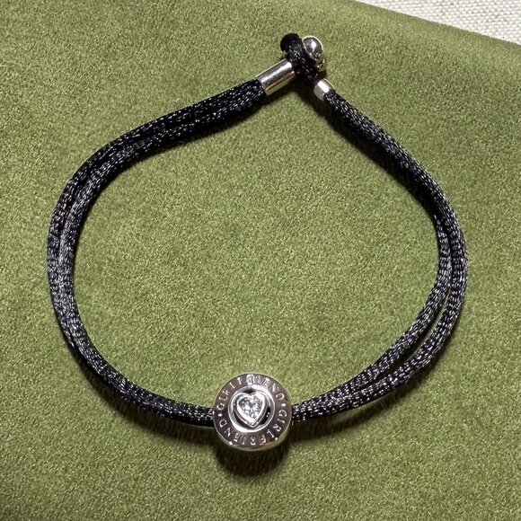 Brand NEW Limited-EditiPandora Silk Cord Bracelet with Girlfriend Heart CZ Charm - Picture 2 of 15